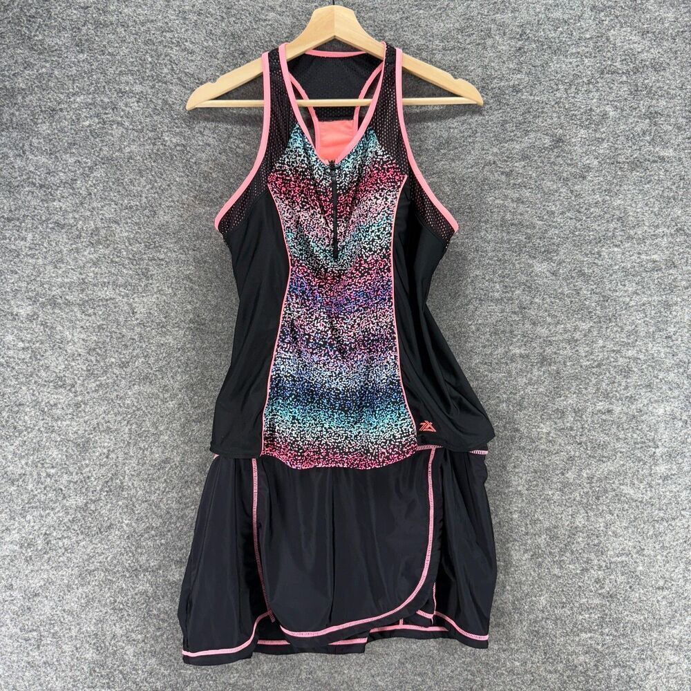 Zepo X Posur Wetsuit Women 18 Plus Black Geometric V-Neck Sleeveless Lined Swim